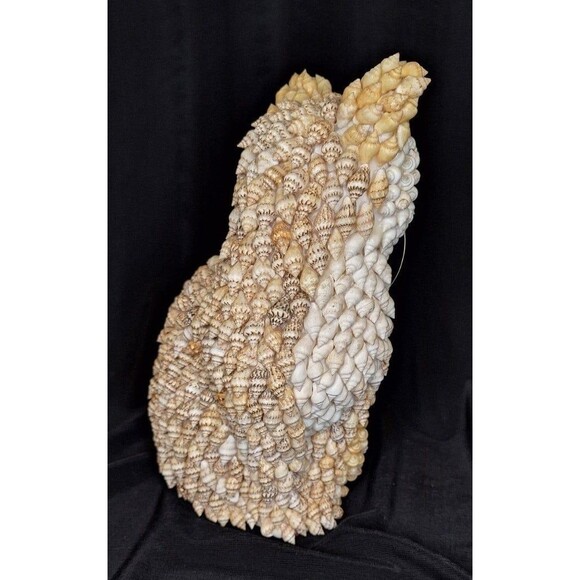 Cat Figurine with Seashells, Unique 7" Cat Decor Shell - Picture 7 of 8